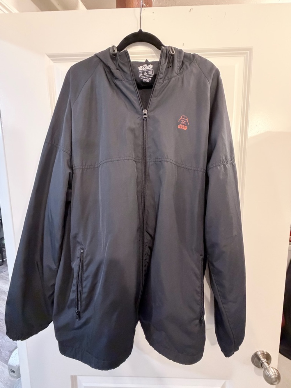 Star Wars Men's black Hooded Windbreaker with Red Logo